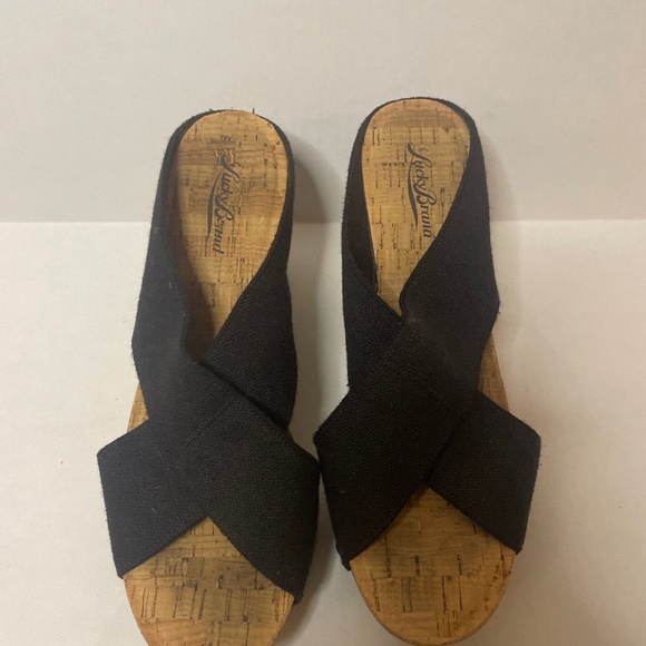 Lucky Brand Platform  Reaction Cork Sandals Wedges Size 8.5 - Picture 2 of 6